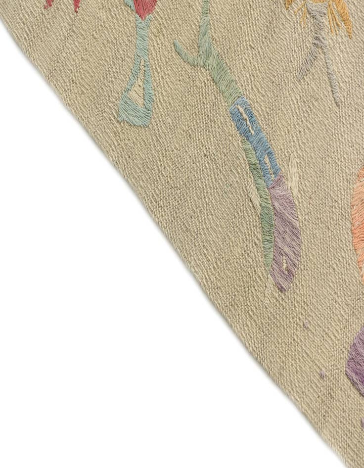 Detail image of  3' 2 x 4' 8  Hand Woven Kilim Suzani Wool Rug