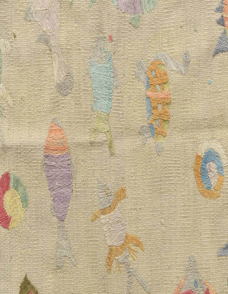 Detail image of  3' 2 x 4' 8  Hand Woven Kilim Suzani Wool Rug