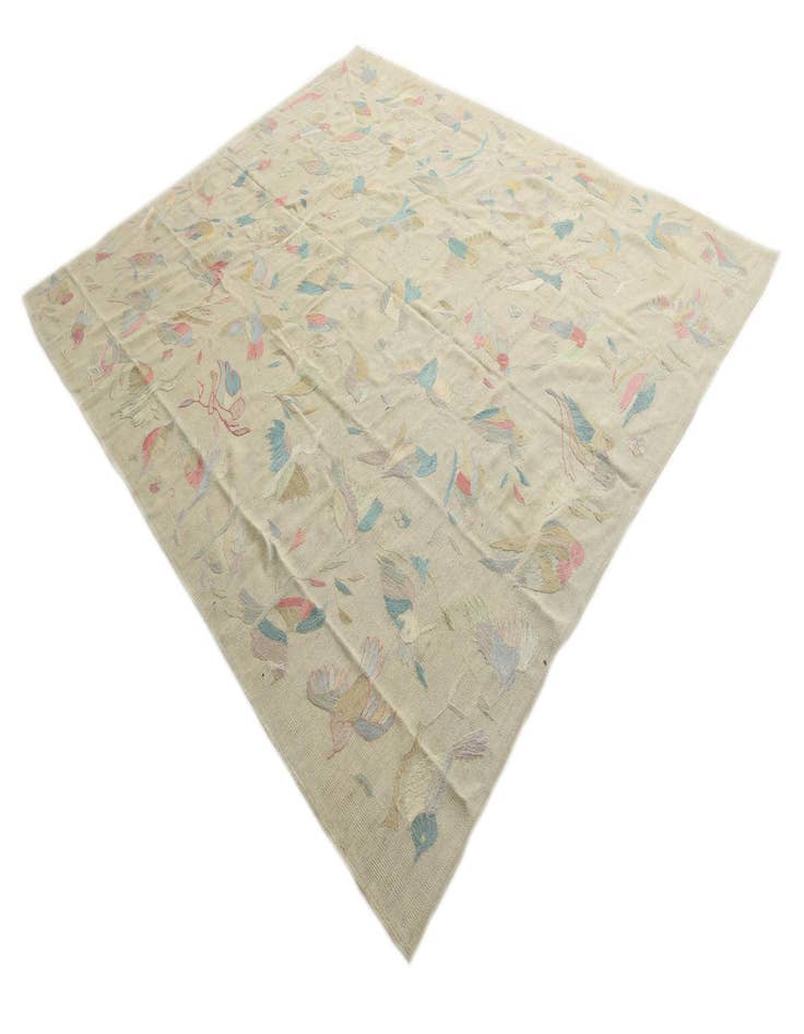 Detail image of  8' 4 x 9' 9  Hand Woven Kilim Suzani Wool Rug