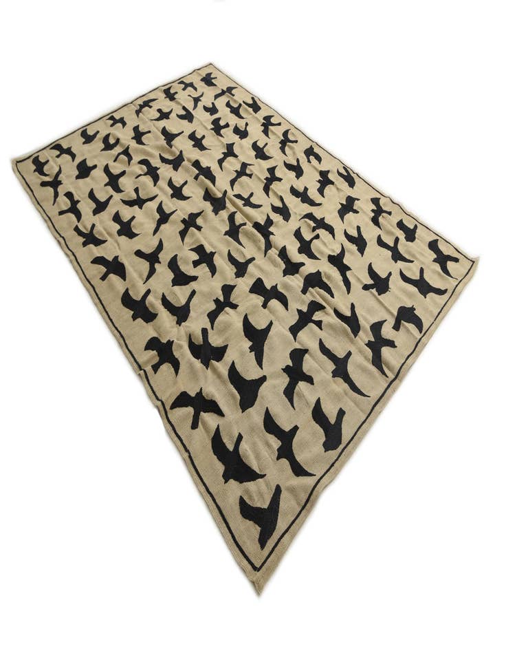 Detail image of  6' 10 x 9' 5  Hand Woven Kilim Suzani Wool Rug