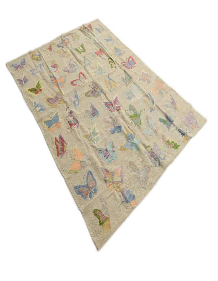 Detail image of  5' 4 x 7' 2  Hand Woven Kilim Suzani Wool Rug