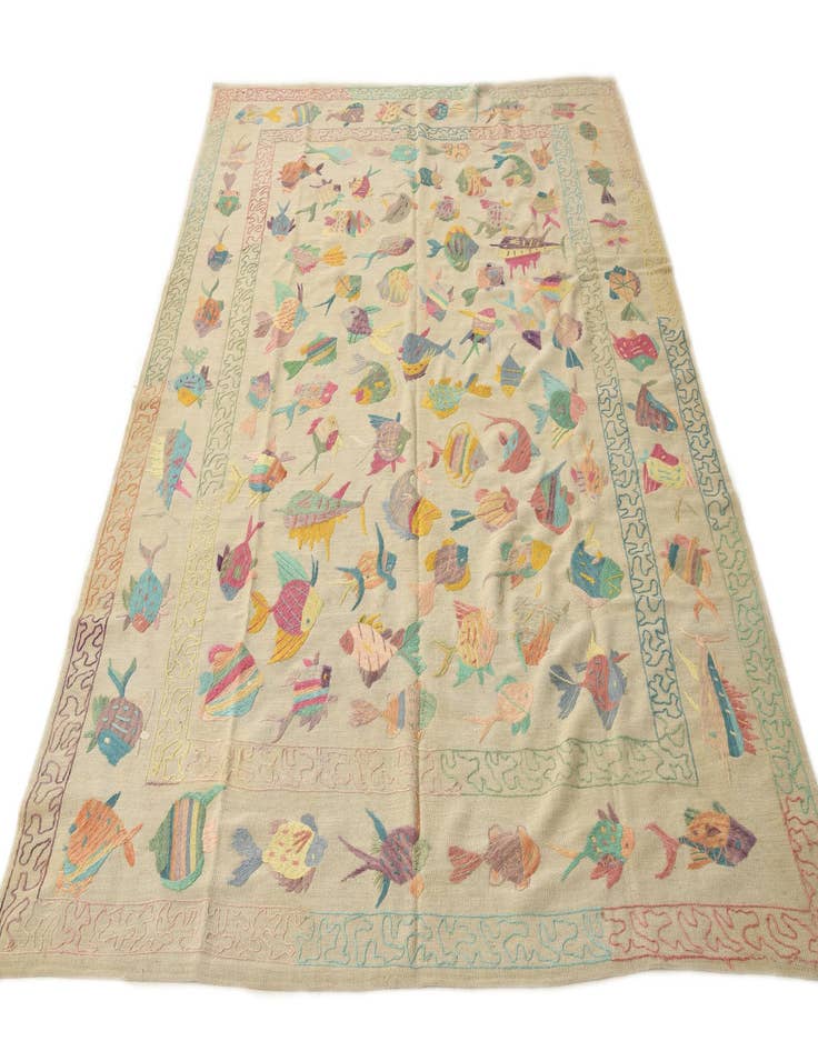 Detail image of  6' 5 x 9' 1  Hand Woven Kilim Suzani Wool Rug