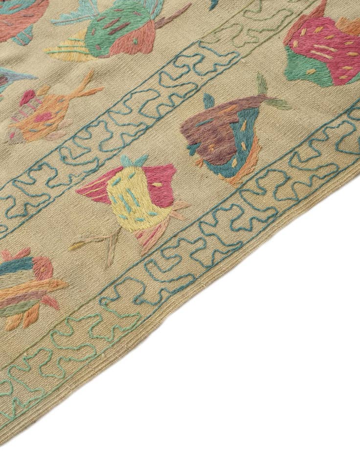 Detail image of  6' 5 x 9' 1  Hand Woven Kilim Suzani Wool Rug