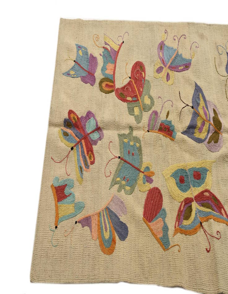 Detail image of  3' 2 x 4' 8  Hand Woven Kilim Suzani Wool Rug