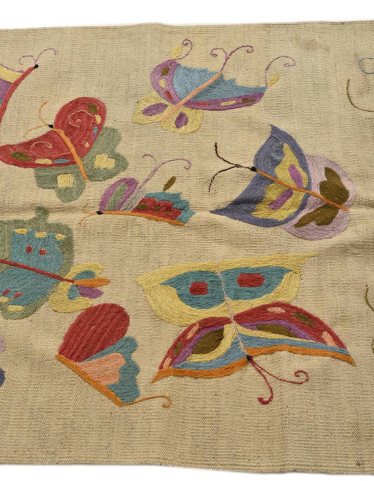 Detail image of  3' 2 x 4' 8  Hand Woven Kilim Suzani Wool Rug