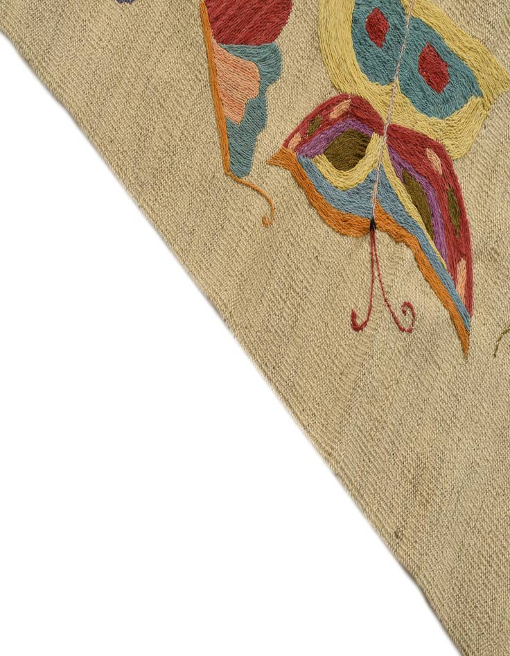 Detail image of  3' 2 x 4' 8  Hand Woven Kilim Suzani Wool Rug