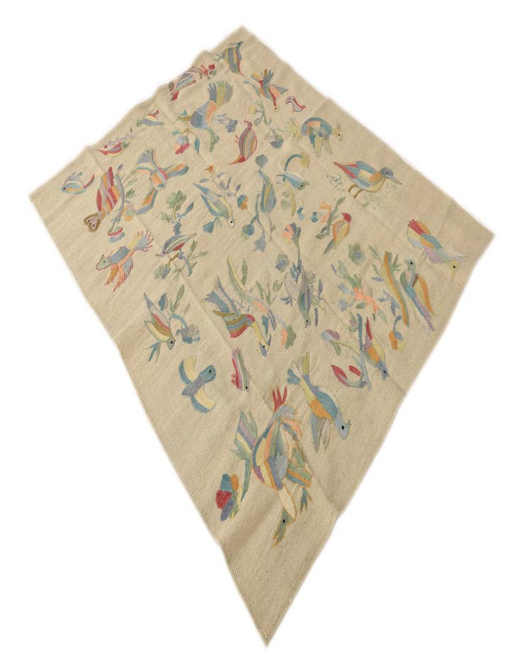 Detail image of  5' x 6' 1  Hand Woven Kilim Suzani Wool Rug