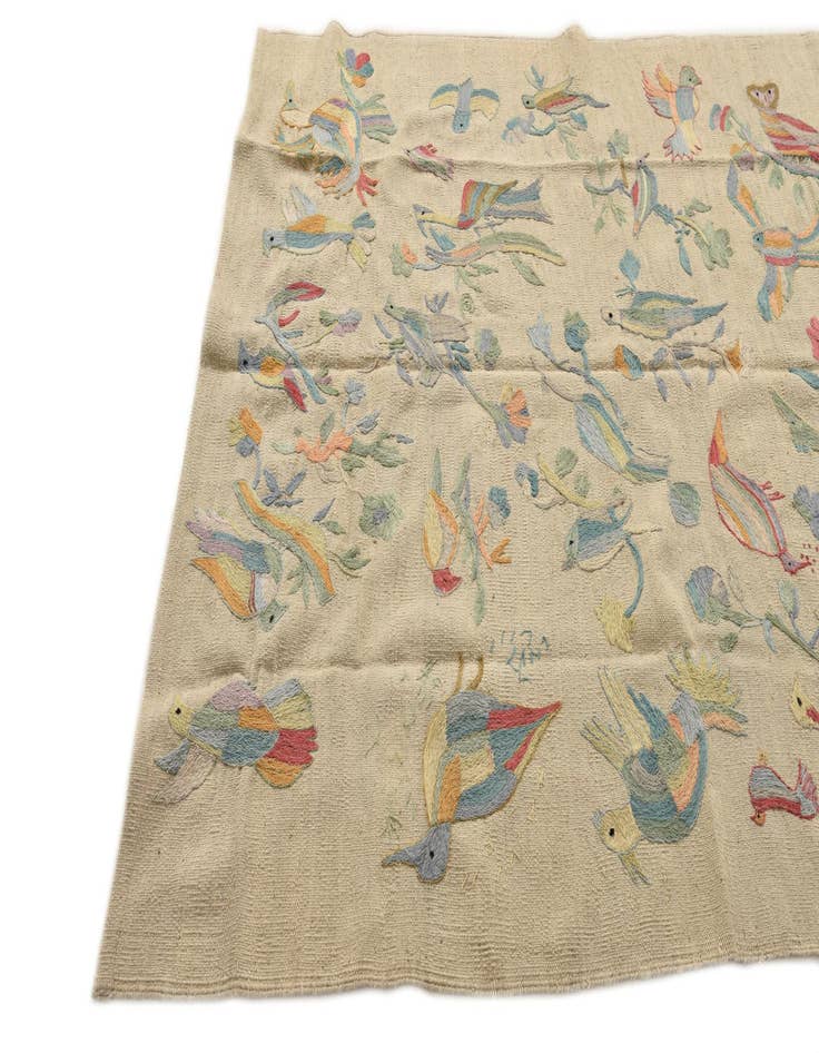 Detail image of  5' x 6' 1  Hand Woven Kilim Suzani Wool Rug