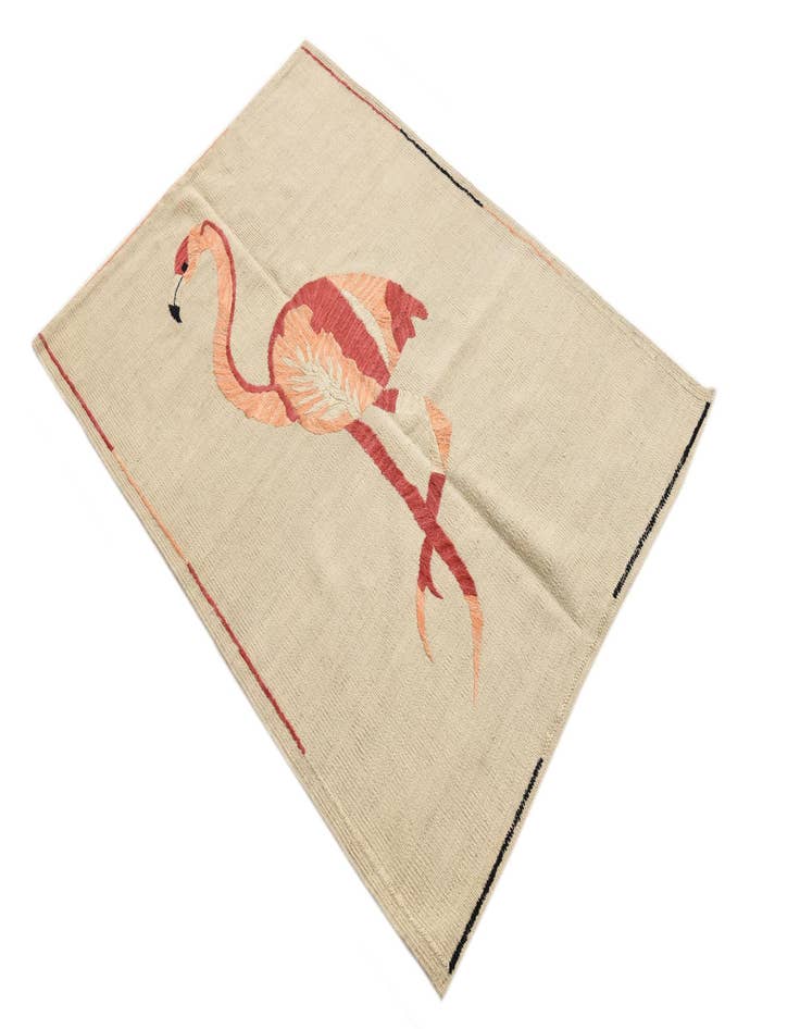 Detail image of  3' 2 x 4' 7  Hand Woven Kilim Suzani Wool Rug