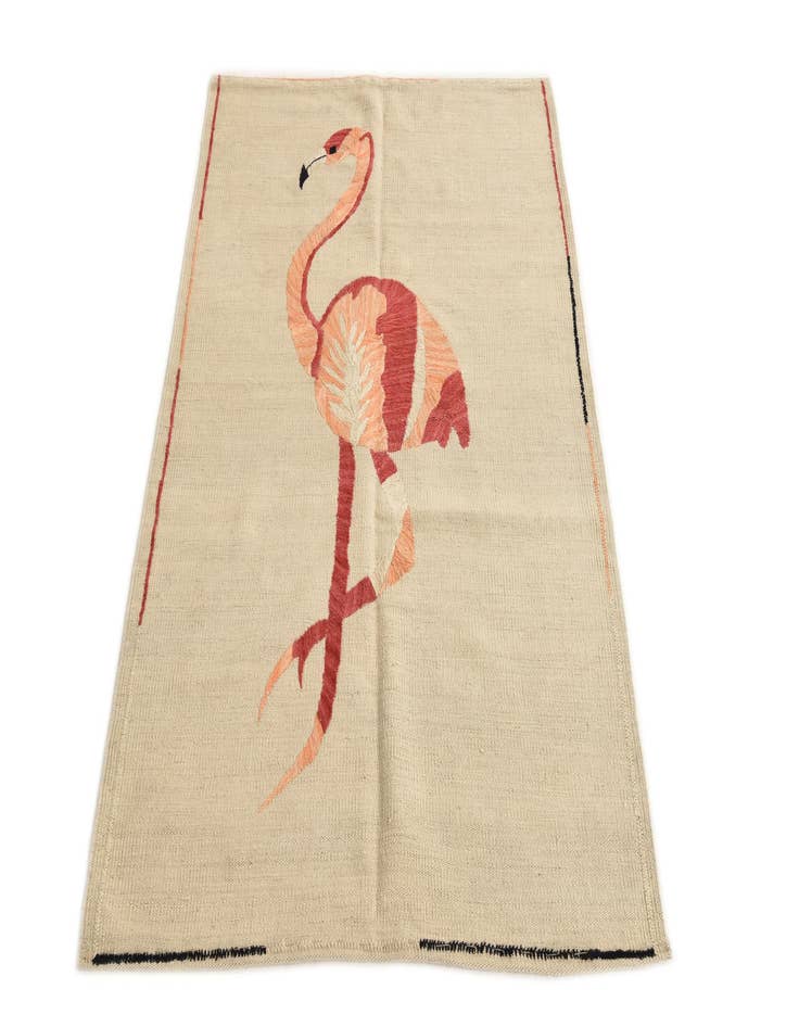 Detail image of  3' 2 x 4' 7  Hand Woven Kilim Suzani Wool Rug