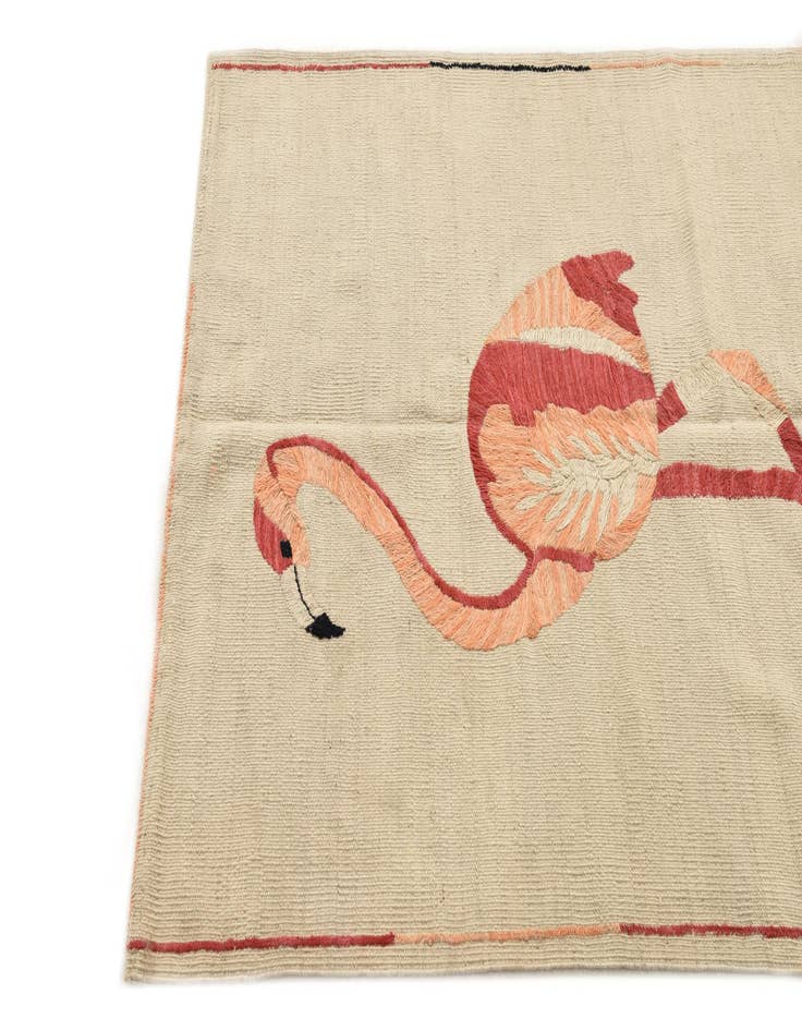 Detail image of  3' 2 x 4' 7  Hand Woven Kilim Suzani Wool Rug