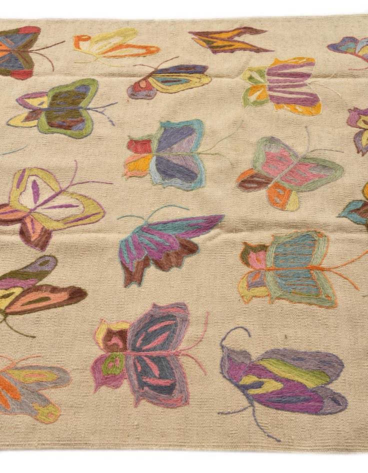 Detail image of  4' 2 x 5' 10  Hand Woven Kilim Suzani Wool Rug