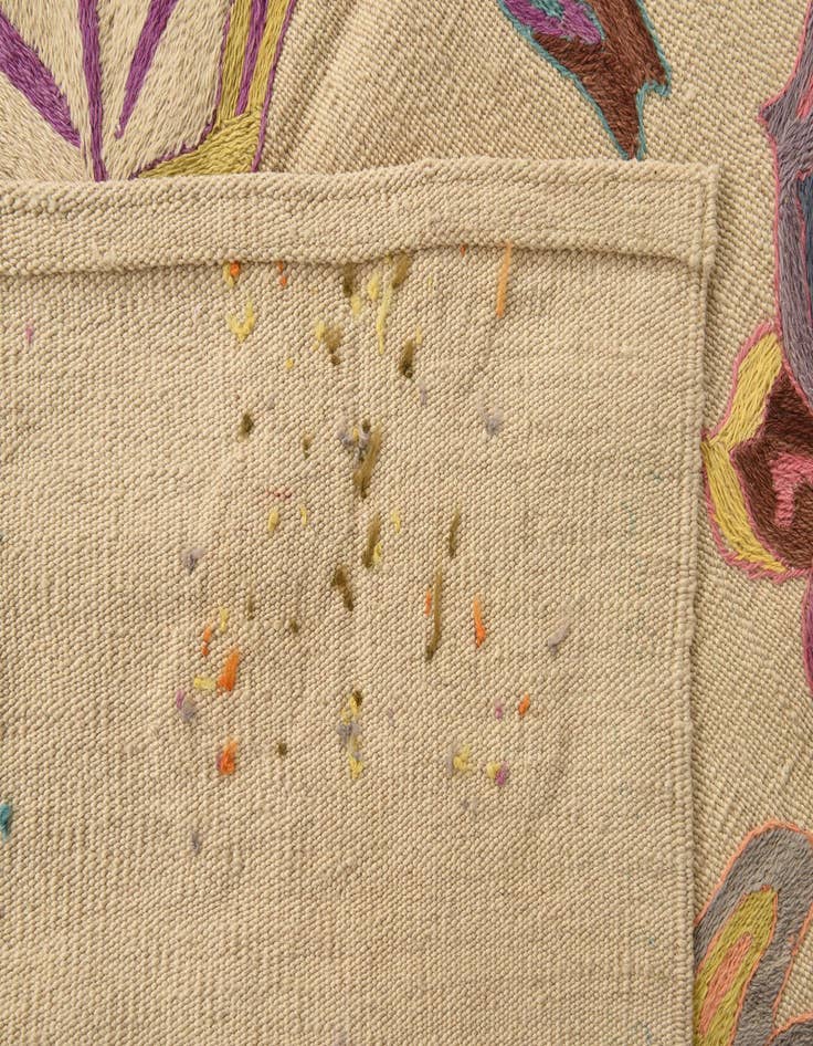 Detail image of  4' 2 x 5' 10  Hand Woven Kilim Suzani Wool Rug