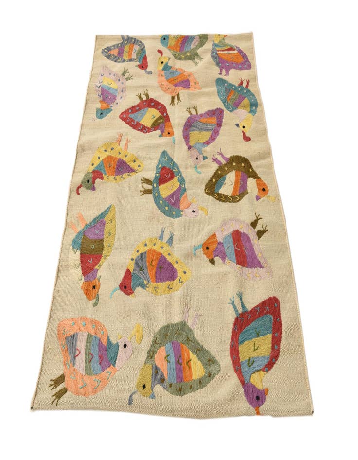 Detail image of  3' x 4' 7  Hand Woven Kilim Suzani Wool Rug