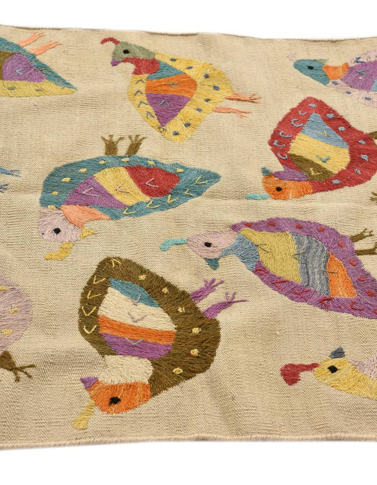 Detail image of  3' x 4' 7  Hand Woven Kilim Suzani Wool Rug