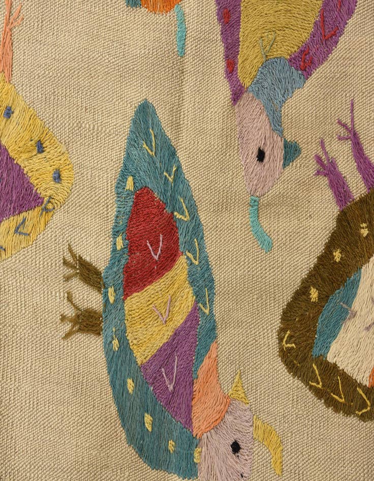 Detail image of  3' x 4' 7  Hand Woven Kilim Suzani Wool Rug