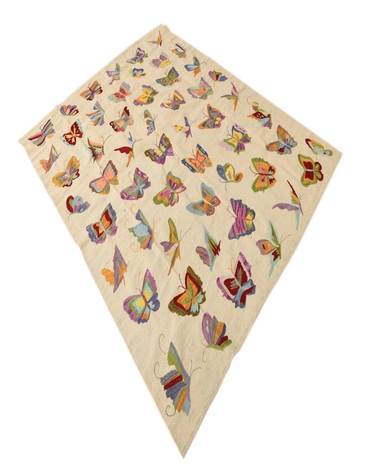 Detail image of  5' 8 x 7' 3  Hand Woven Kilim Suzani Wool Rug