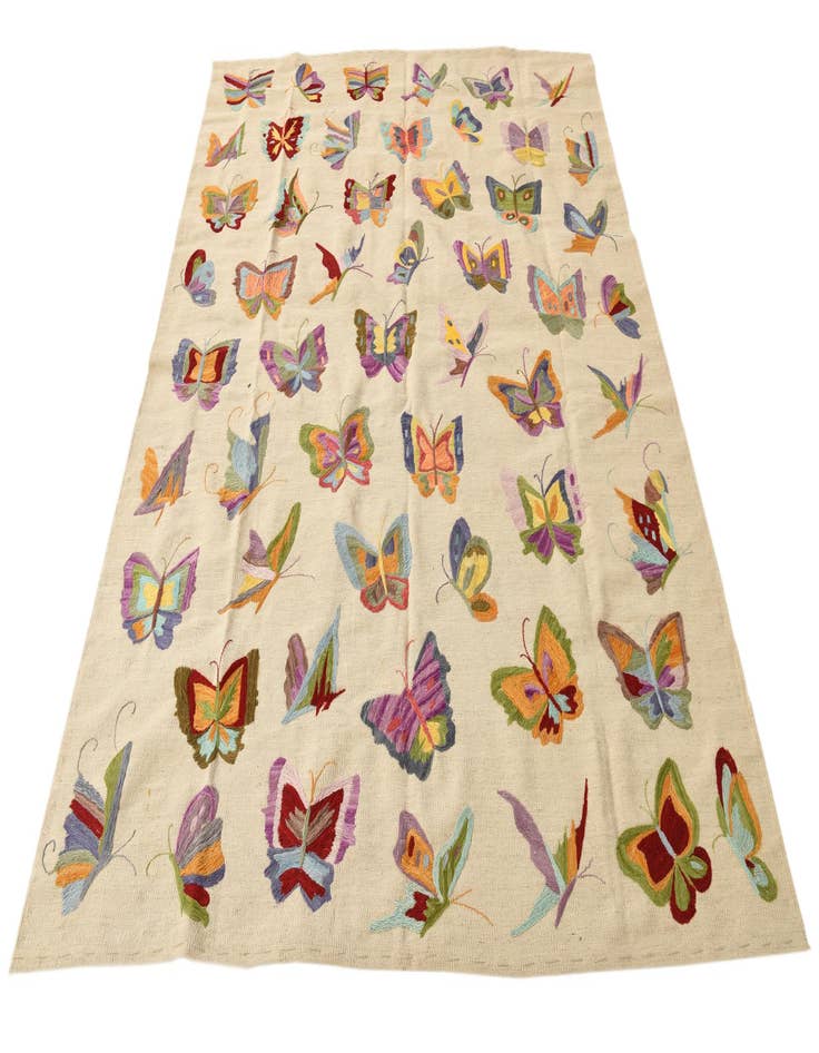 Detail image of  5' 8 x 7' 3  Hand Woven Kilim Suzani Wool Rug