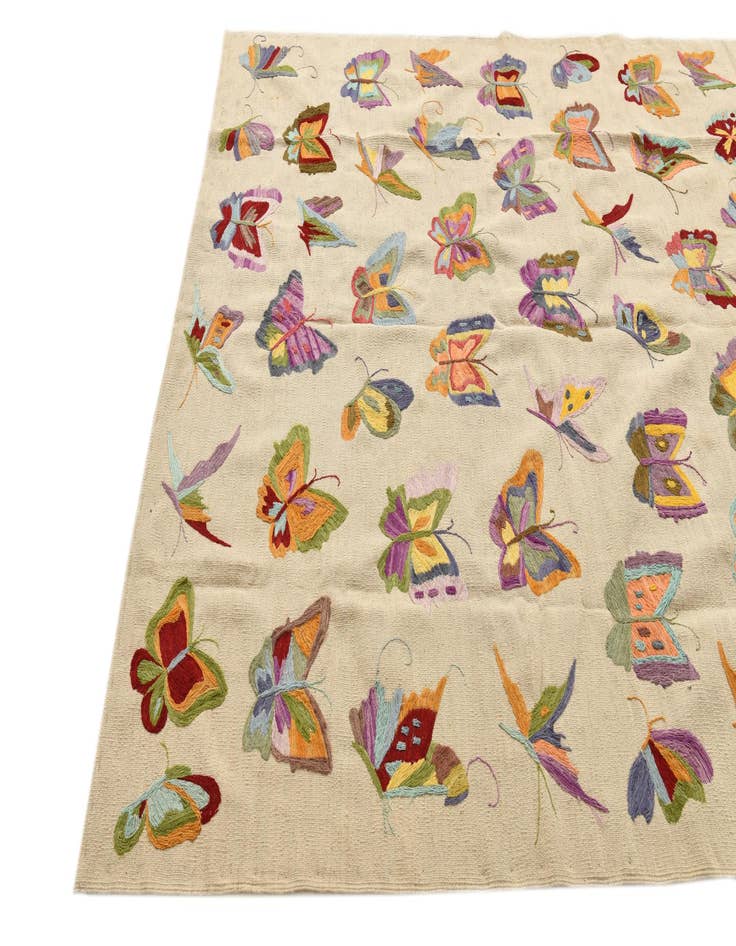 Detail image of  5' 8 x 7' 3  Hand Woven Kilim Suzani Wool Rug