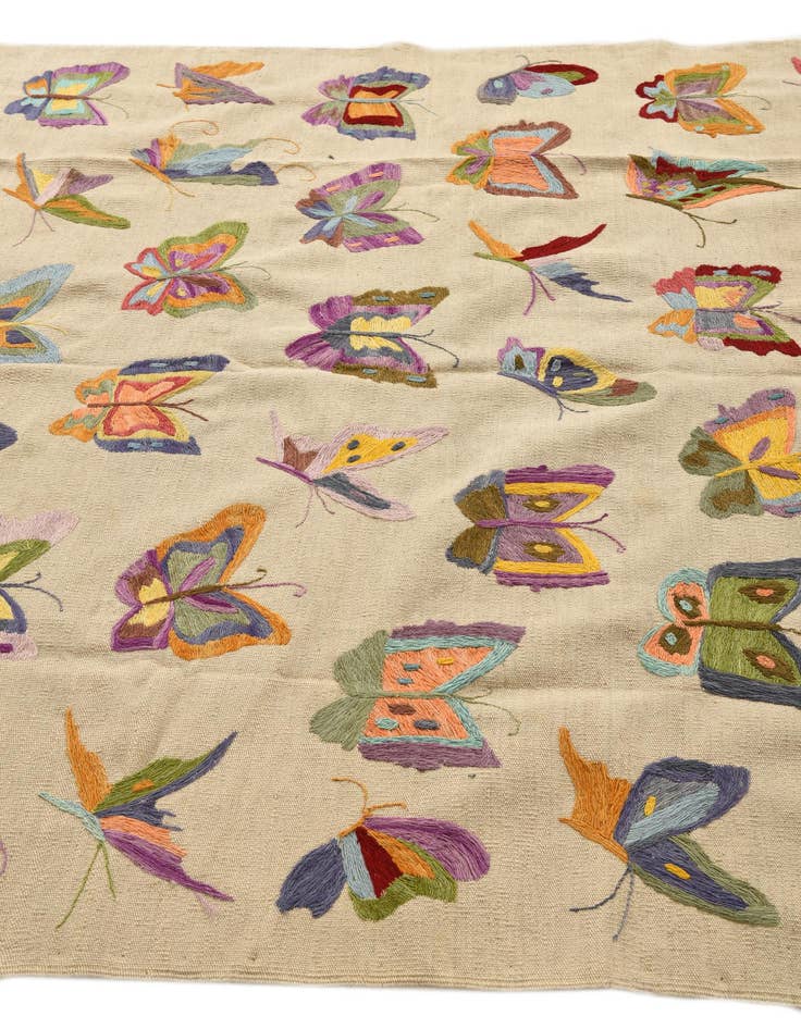 Detail image of  5' 8 x 7' 3  Hand Woven Kilim Suzani Wool Rug