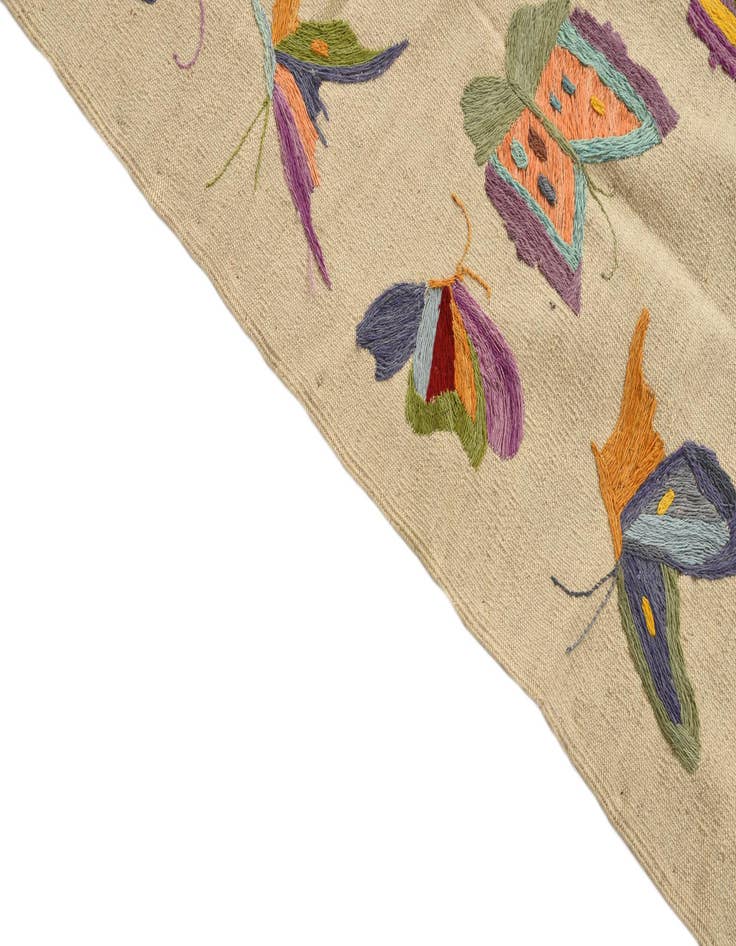 Detail image of  5' 8 x 7' 3  Hand Woven Kilim Suzani Wool Rug