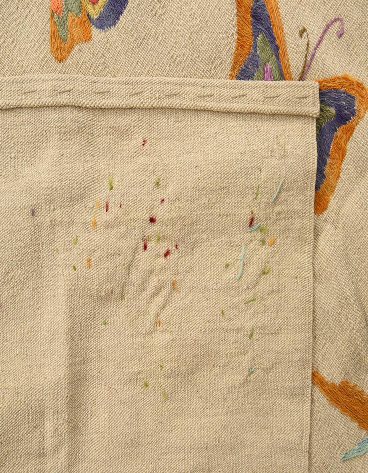 Detail image of  5' 8 x 7' 3  Hand Woven Kilim Suzani Wool Rug