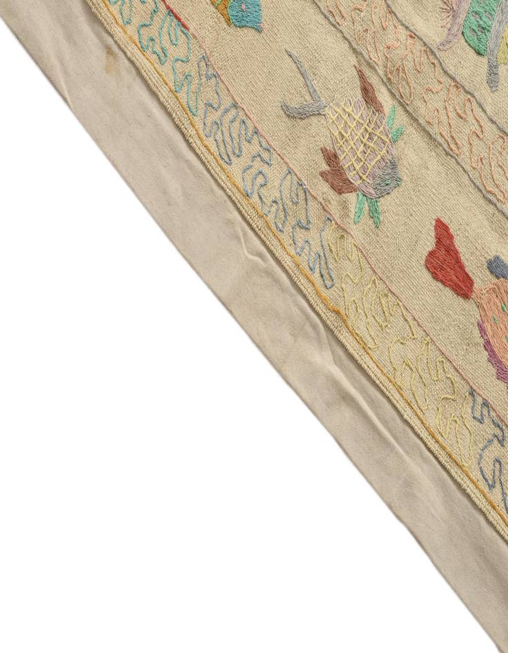 Detail image of  5' 2 x 7'  Hand Woven Kilim Suzani Wool Rug