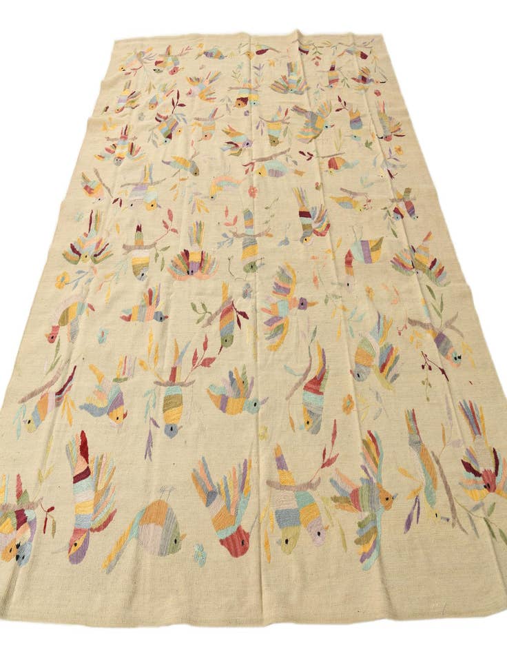 Detail image of  8' 1 x 9' 1  Hand Woven Kilim Suzani Wool Rug