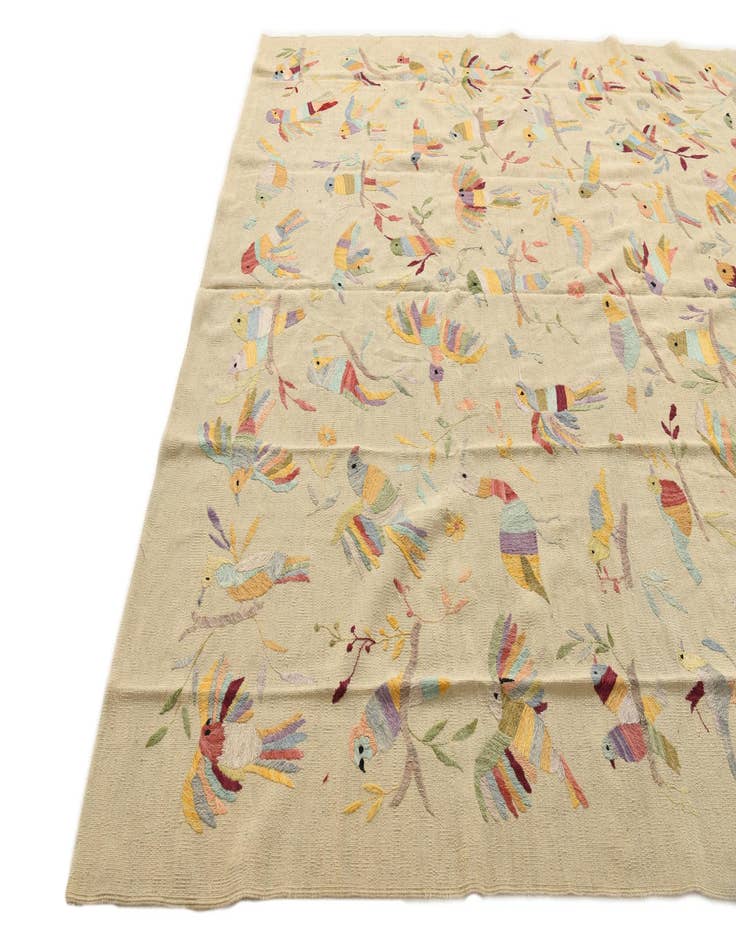 Detail image of  8' 1 x 9' 1  Hand Woven Kilim Suzani Wool Rug