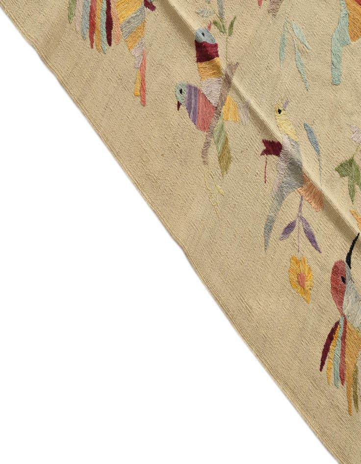 Detail image of  8' 1 x 9' 1  Hand Woven Kilim Suzani Wool Rug