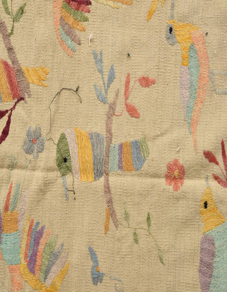 Detail image of  8' 1 x 9' 1  Hand Woven Kilim Suzani Wool Rug