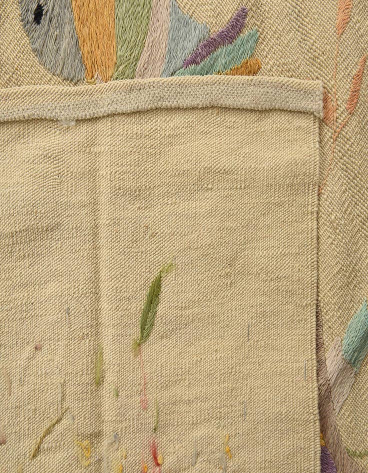 Detail image of  8' 1 x 9' 1  Hand Woven Kilim Suzani Wool Rug