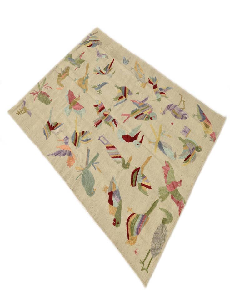 Detail image of  4' 2 x 5' 8  Hand Woven Kilim Suzani Wool Rug