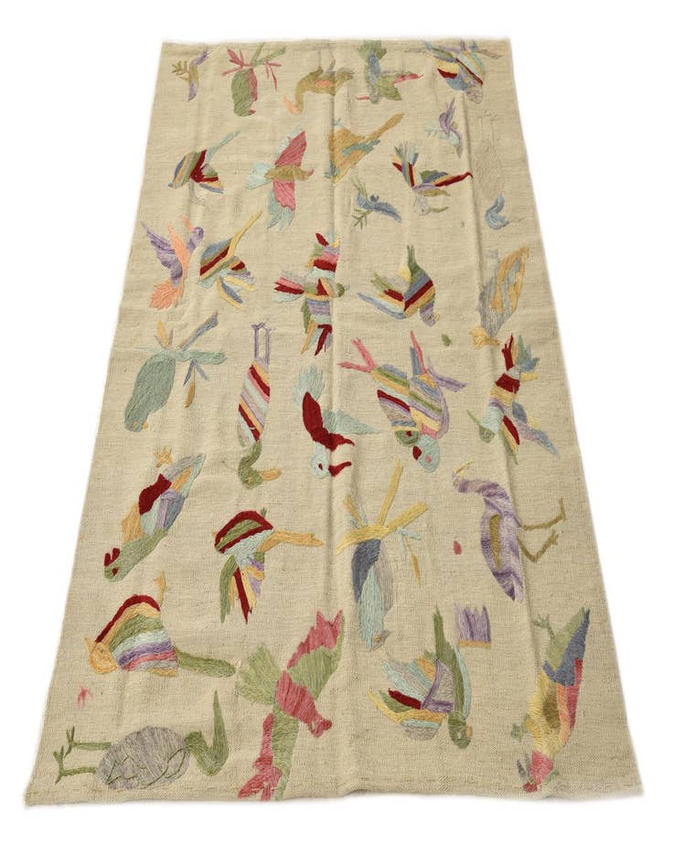 Detail image of  4' 2 x 5' 8  Hand Woven Kilim Suzani Wool Rug