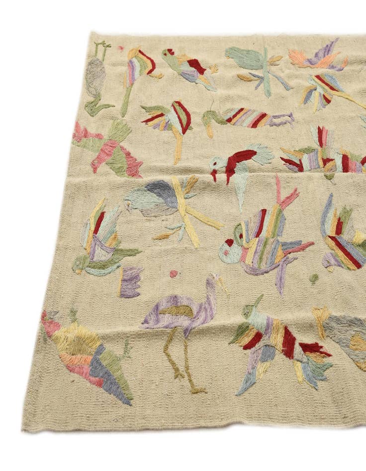 Detail image of  4' 2 x 5' 8  Hand Woven Kilim Suzani Wool Rug