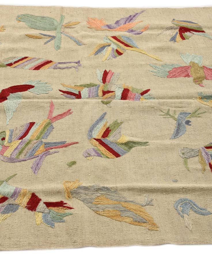 Detail image of  4' 2 x 5' 8  Hand Woven Kilim Suzani Wool Rug