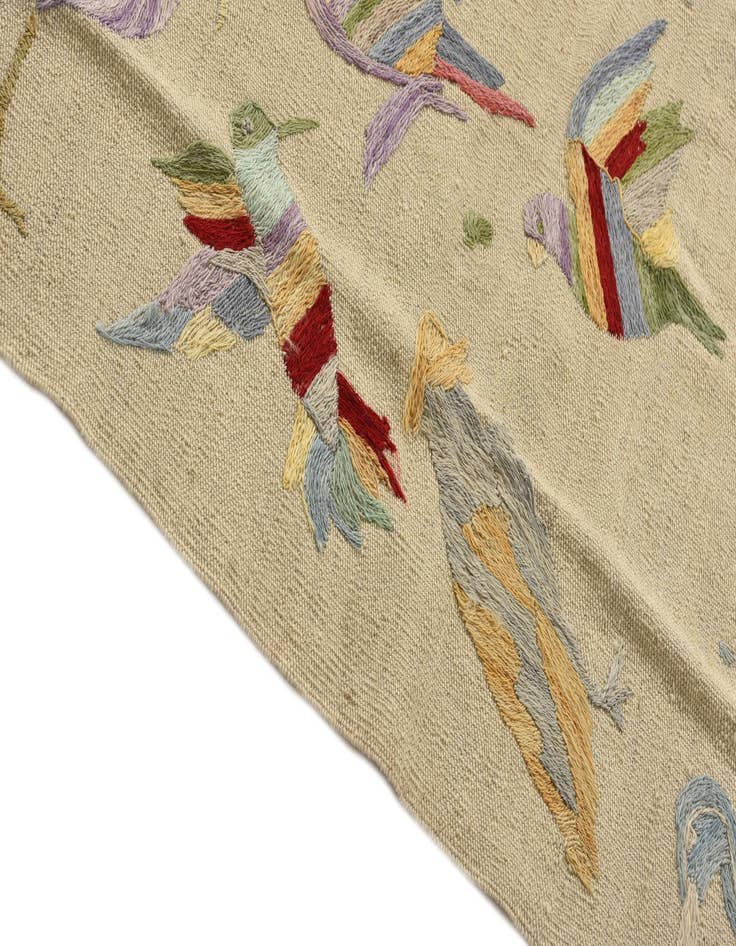 Detail image of  4' 2 x 5' 8  Hand Woven Kilim Suzani Wool Rug