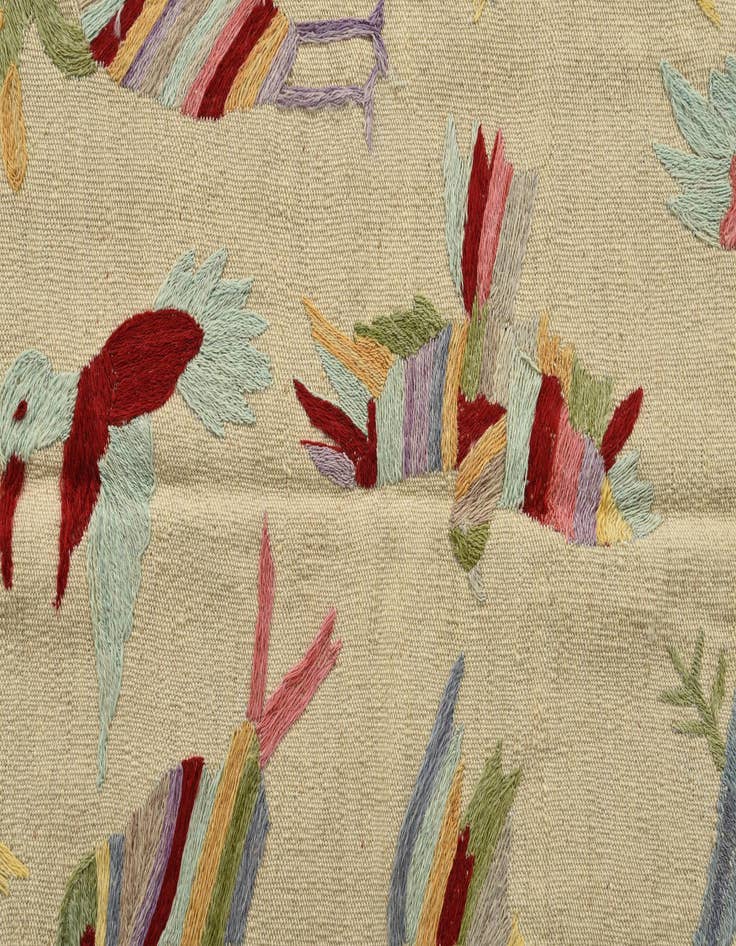 Detail image of  4' 2 x 5' 8  Hand Woven Kilim Suzani Wool Rug