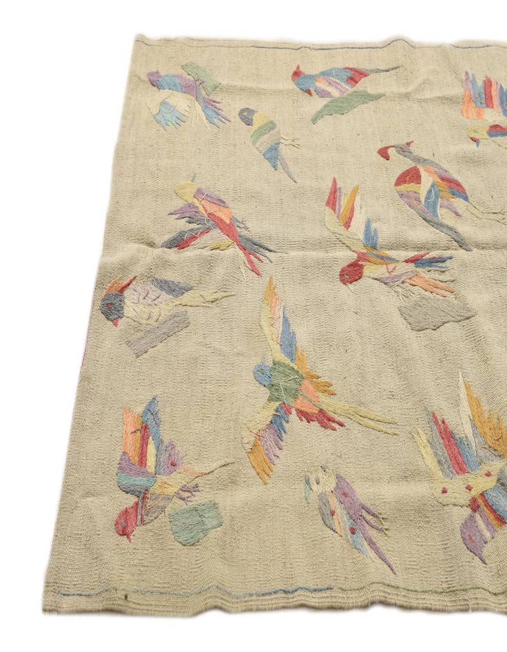 Detail image of  4' 1 x 5' 7  Hand Woven Kilim Suzani Wool Rug