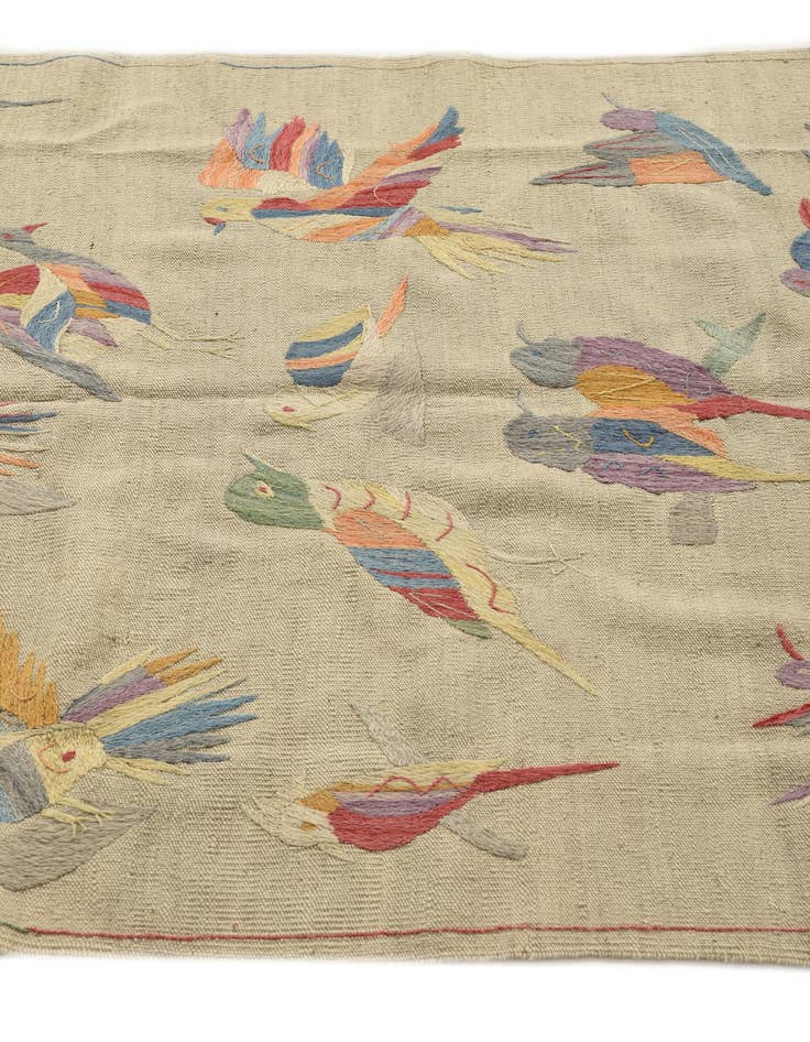 Detail image of  4' 1 x 5' 7  Hand Woven Kilim Suzani Wool Rug