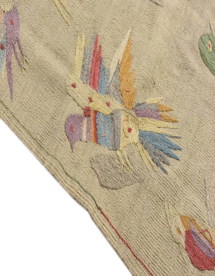 Detail image of  4' 1 x 5' 7  Hand Woven Kilim Suzani Wool Rug