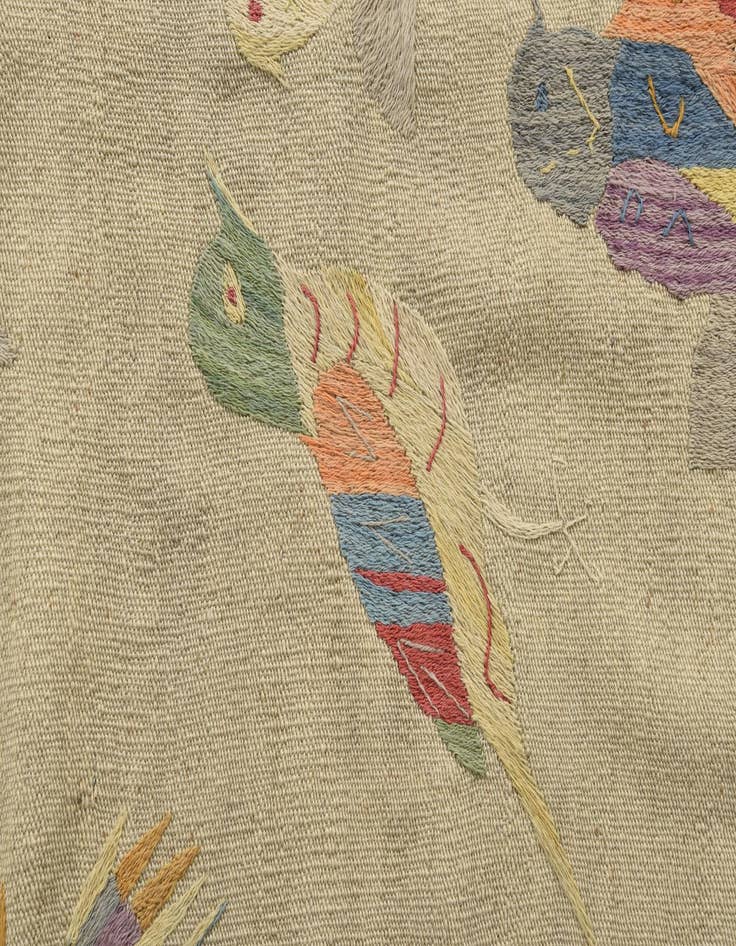 Detail image of  4' 1 x 5' 7  Hand Woven Kilim Suzani Wool Rug