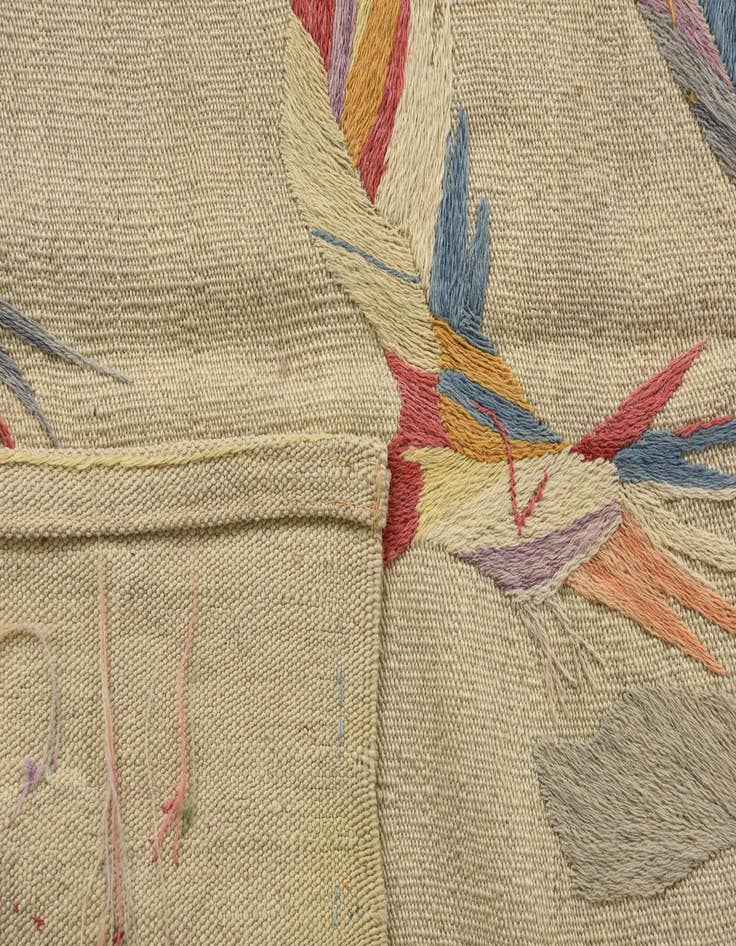 Detail image of  4' 1 x 5' 7  Hand Woven Kilim Suzani Wool Rug