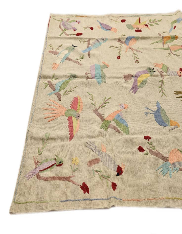 Detail image of  5' 8 x 7' 6  Hand Woven Kilim Suzani Wool Rug