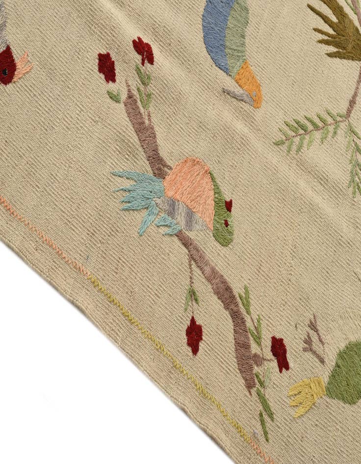 Detail image of  5' 8 x 7' 6  Hand Woven Kilim Suzani Wool Rug