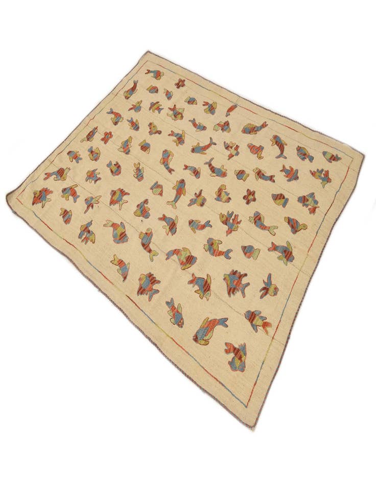 Detail image of  5' 2 x 6' 8  Hand Woven Kilim Suzani Wool Rug