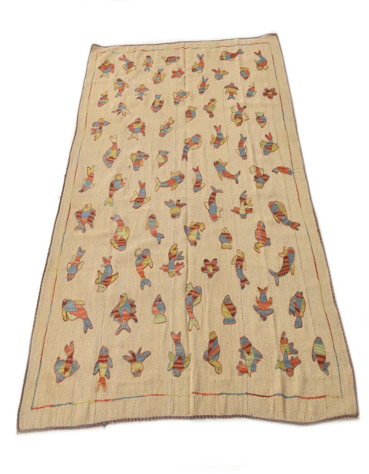 Detail image of  5' 2 x 6' 8  Hand Woven Kilim Suzani Wool Rug