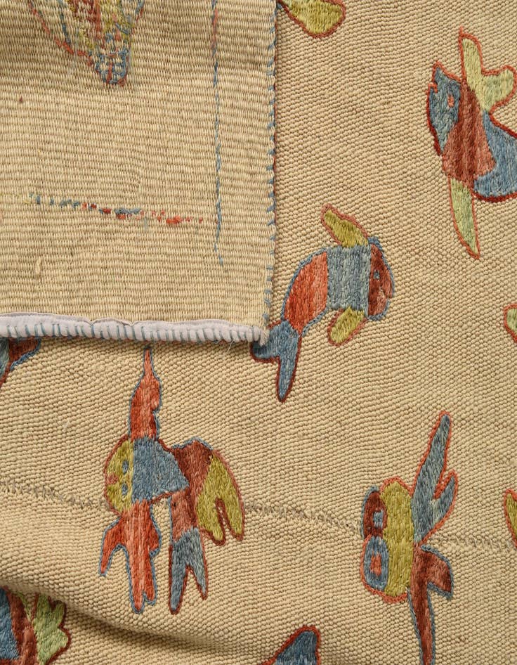 Detail image of  5' 2 x 6' 8  Hand Woven Kilim Suzani Wool Rug