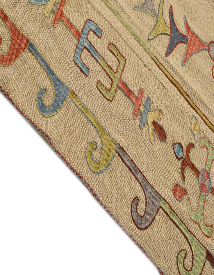 Detail image of  5' 7 x 7' 4  Hand Woven Kilim Suzani Wool Rug