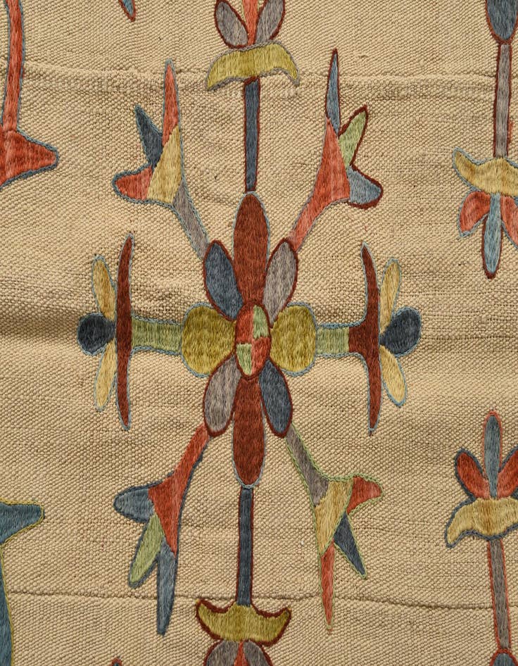 Detail image of  5' 7 x 7' 4  Hand Woven Kilim Suzani Wool Rug